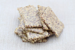 Stack of flaxseed crackers