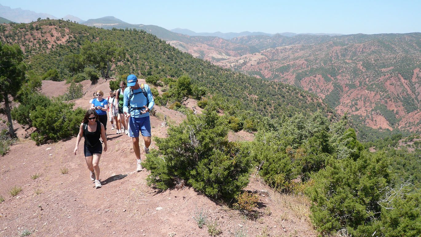 A group hiking in the Atlas mountains, Morocco