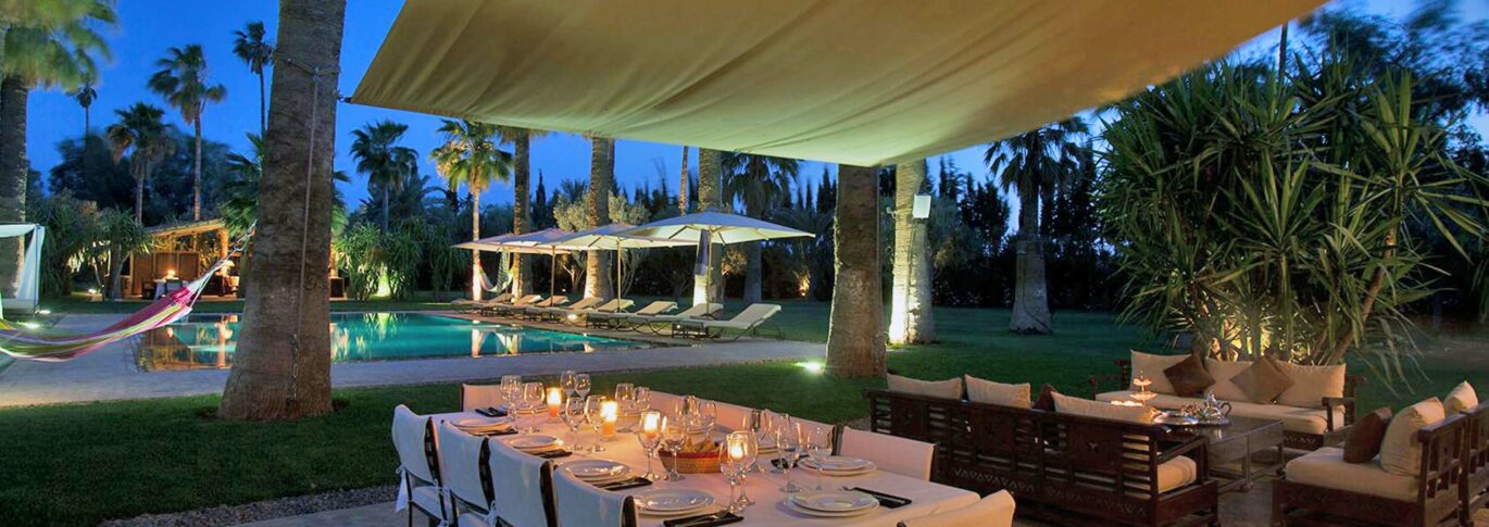 Night time outdoor dining Villa Zin Morocco